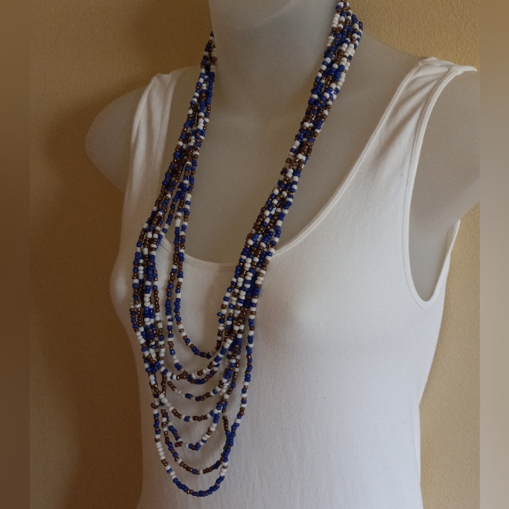 Multi Colored Glass Beads Statement Necklace - image 3